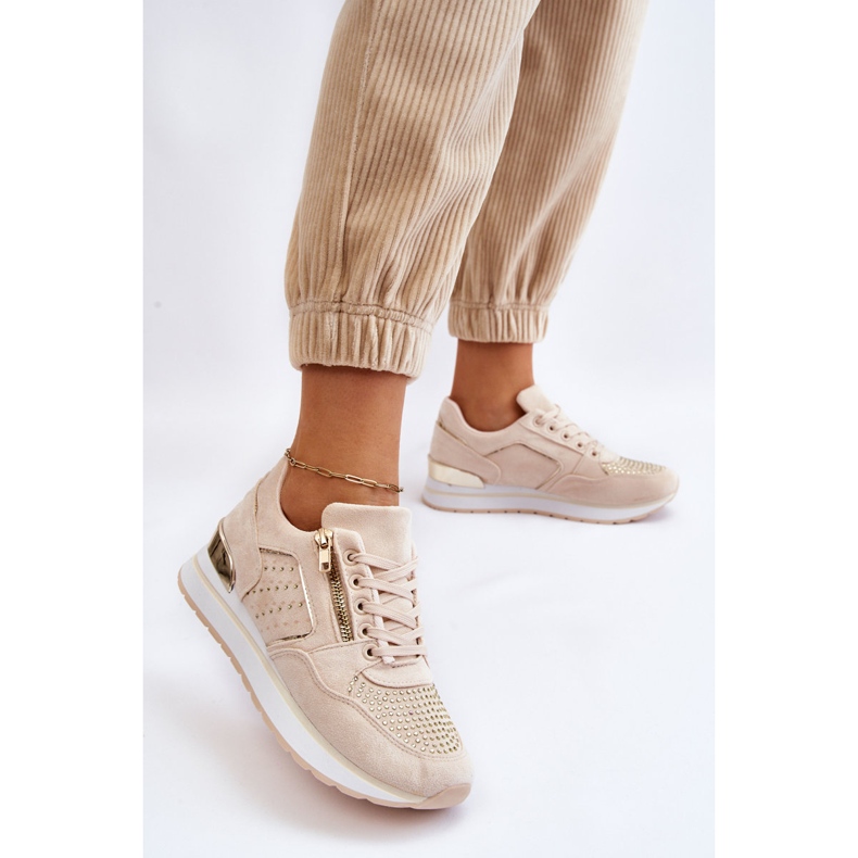 PG1 Ženske sportske cipele s ukrasnim patentnim zatvaračem Krem Adrea raznobojna 2