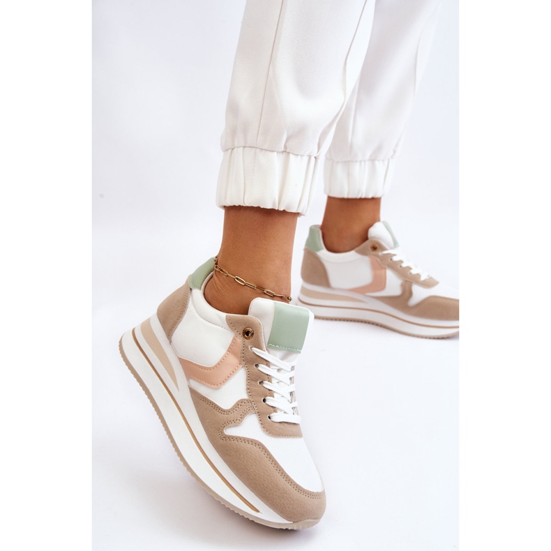 PG1 Ženske sportske cipele na wedge bijele i bež boje Neva bijela 2