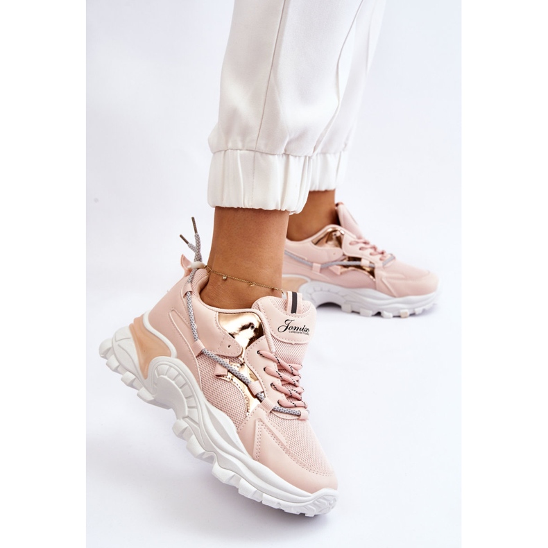 PA1 Ženske sportske cipele s vezom na platformu Pink Minea ružičasta 1