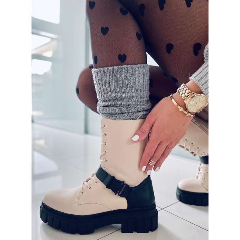 BM Ravne čizme na vezanje Kieran Beige bež 1