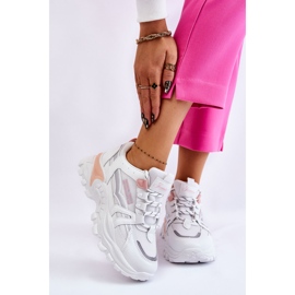BM Modne ženske tenisice s platformom bijelo-ružičaste boje bijela ružičasta 1