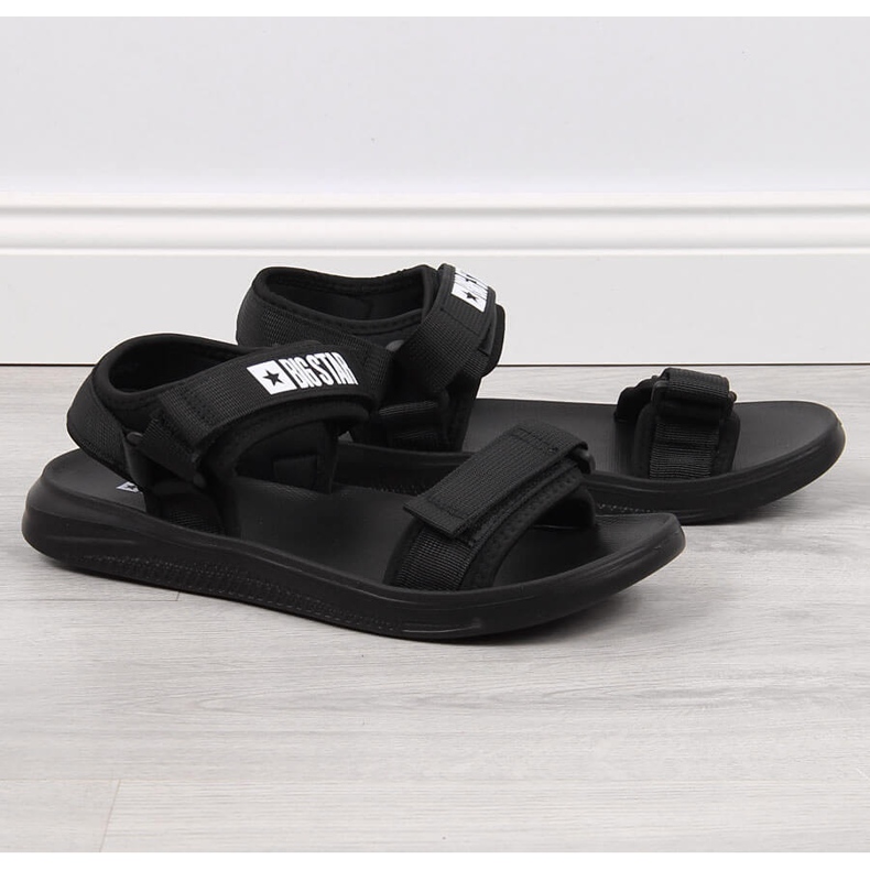 Big Star HH174842 crne muške sportske sandale na čičak crno 1