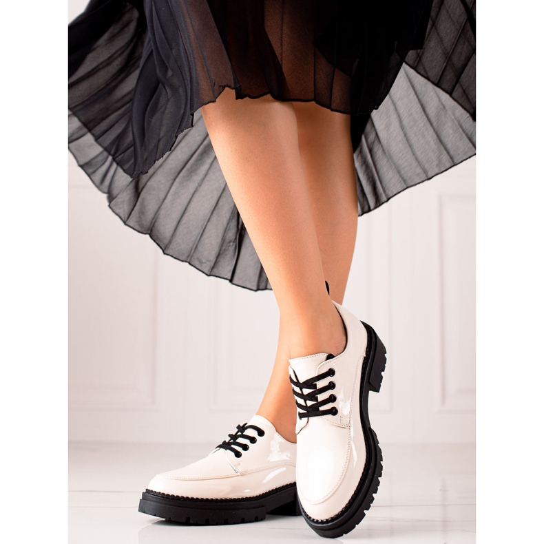 La.Fi Elegantne cipele na vezanje bijela crno 2