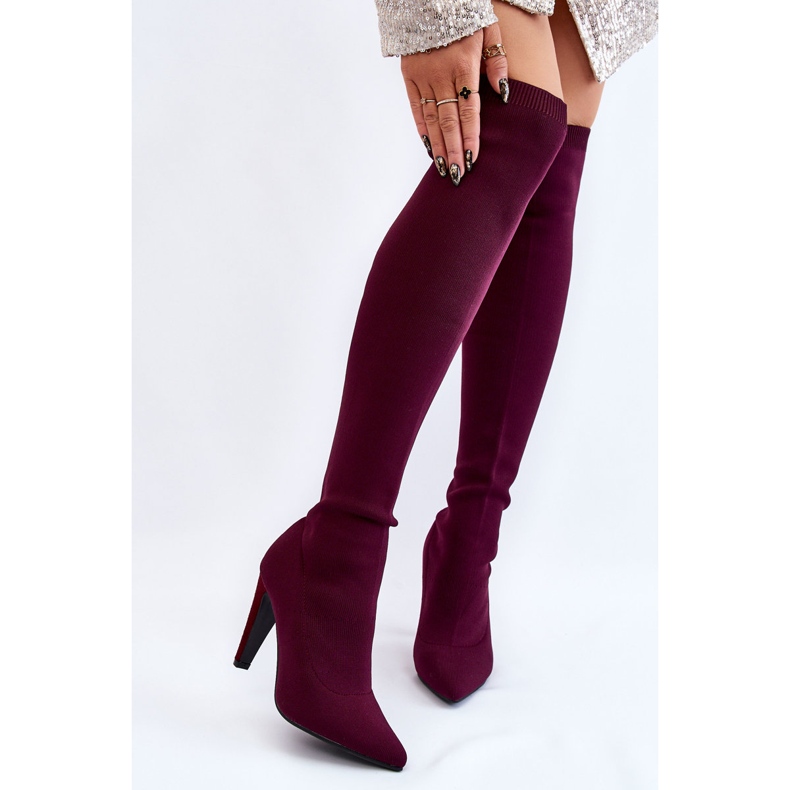 BM Čizme na visoku petu s čarapom Bordo Renoli crvena raznobojna 1