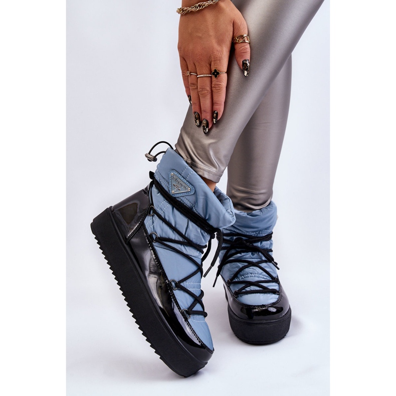 Ženske moderne čizme za snijeg na vezanje, plave Carrios plava 2