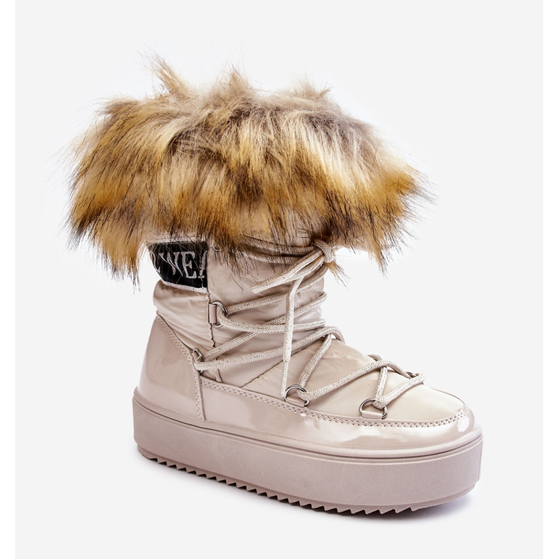 Dječje izolirane čizme za snijeg na vezanje, bež boje Colioris smeđa 1