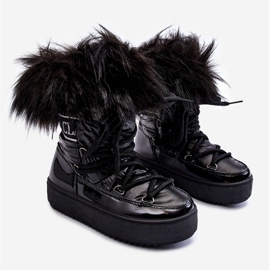 PM1 Dječje izolirane čizme za snijeg na vezanje crne boje Colioris crno 3