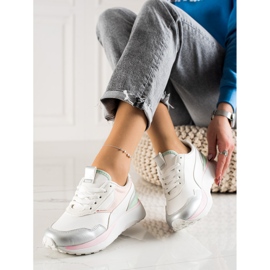 TRENDI Šarene tenisice na platformi bijela ružičasta srebro 1