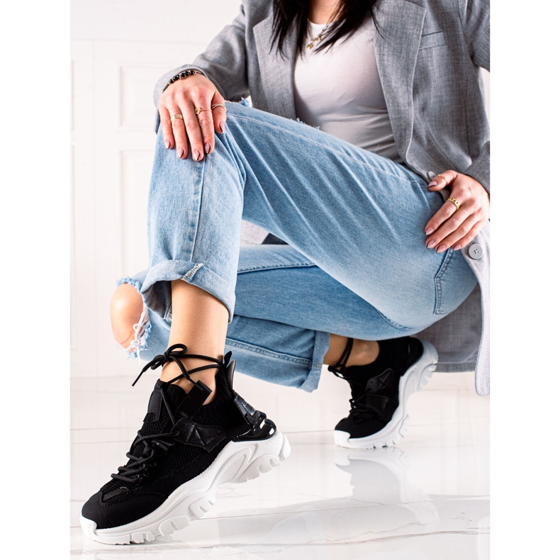 TRENDI Modne tenisice na vezanje crna 2