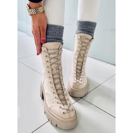 BM Wayne Beige ženske čizme na vezanje bež 2