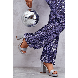 Sjajne sandale na masivnoj srebrnoj Calmi peti srebro 2