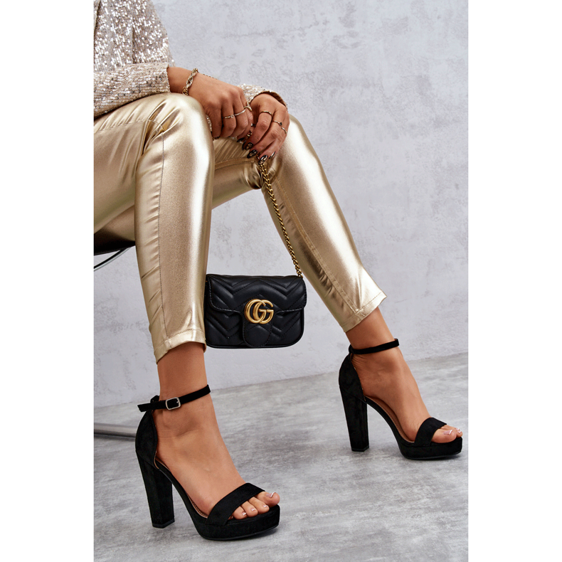 Sandale od brušene kože na spektakularnu crnu petu crna 1