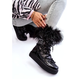 PM1 Ženske čizme za snijeg na vezanje crne Santero crna 5