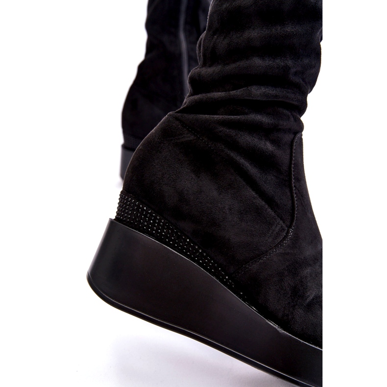 BM Ženske visoke čizme na tanku crnu Elori crno 3