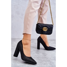 Sjajne cipele na petu Crne Elmira crna 2