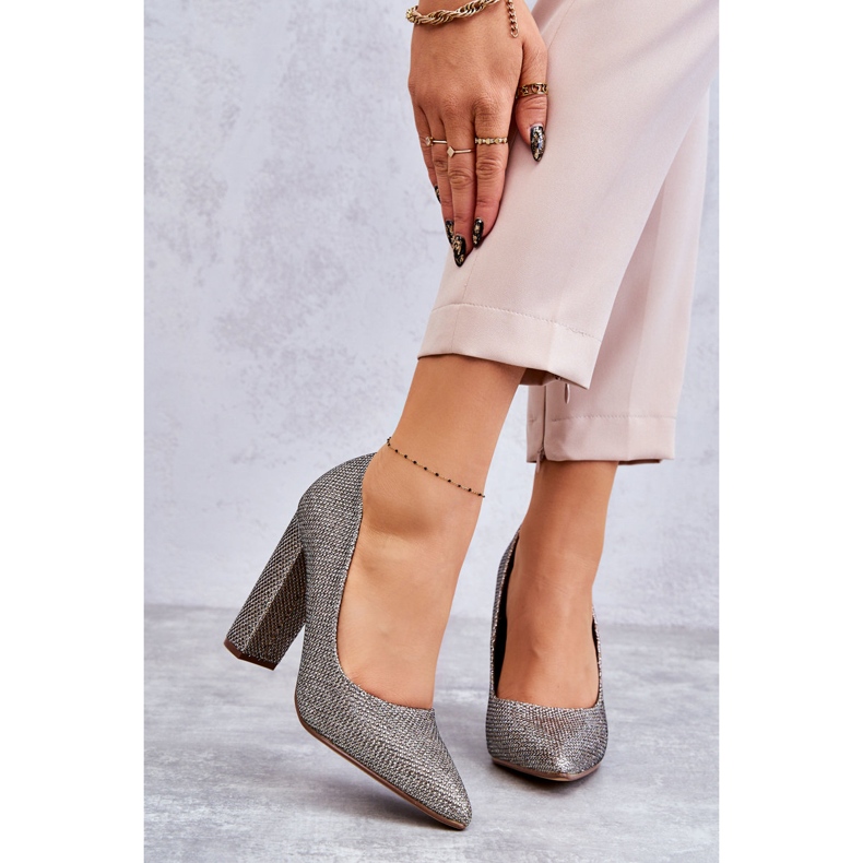 PA1 Sjajne salonke na petu Srebrno-zlatna Elmira smeđa srebro 1