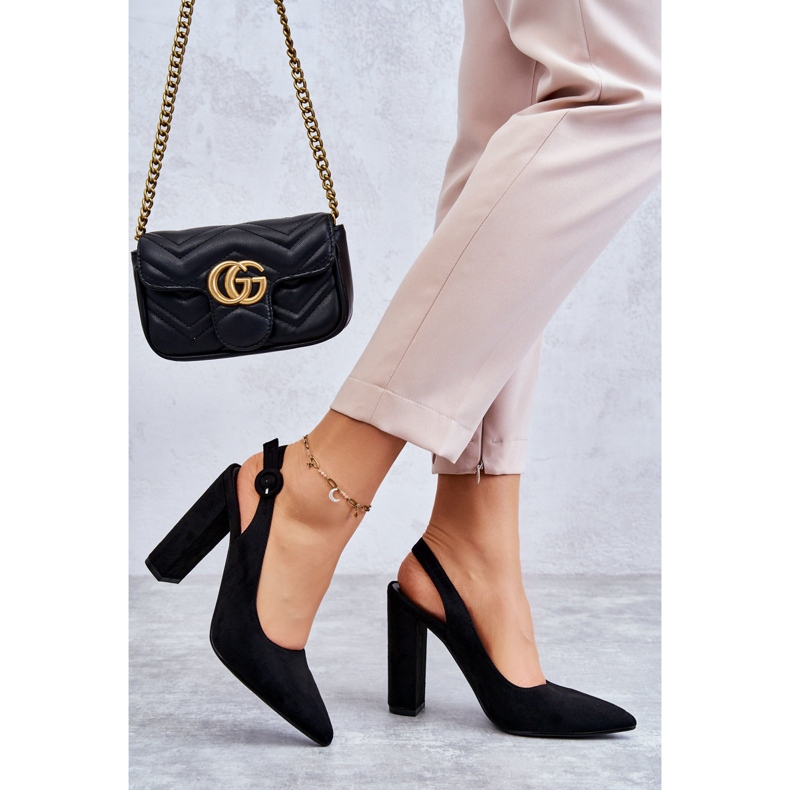 PA1 Cipele na visoku petu crne Alanze crno 2