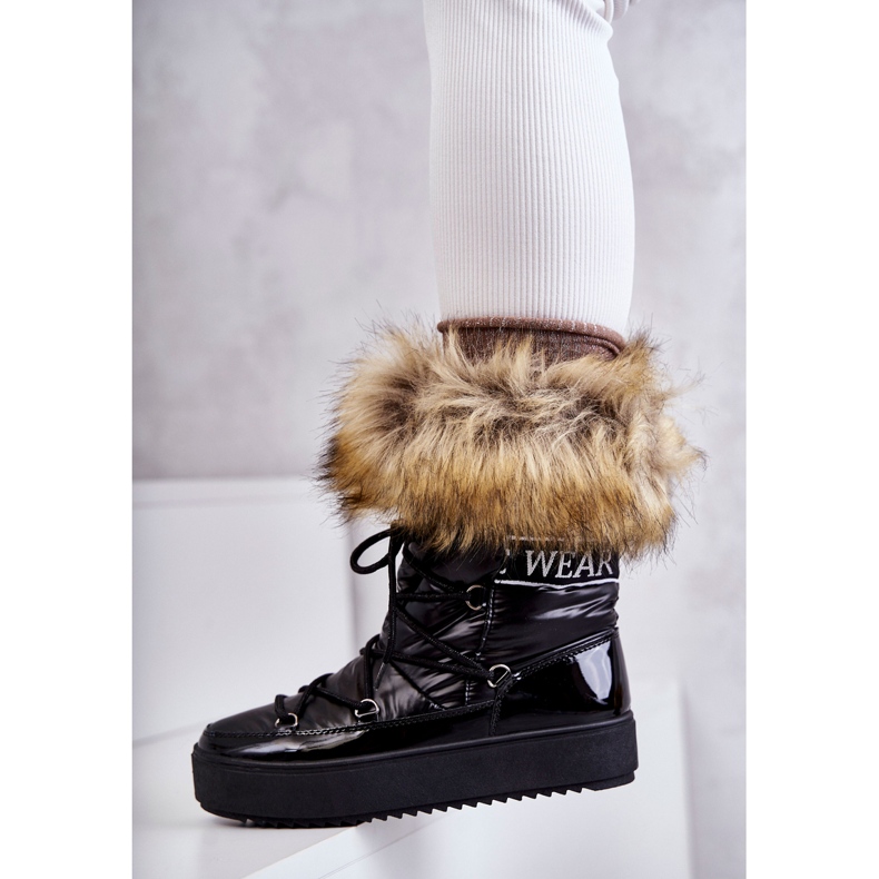 FM1 Ženske čizme za snijeg na vezanje crne Santero crno 3