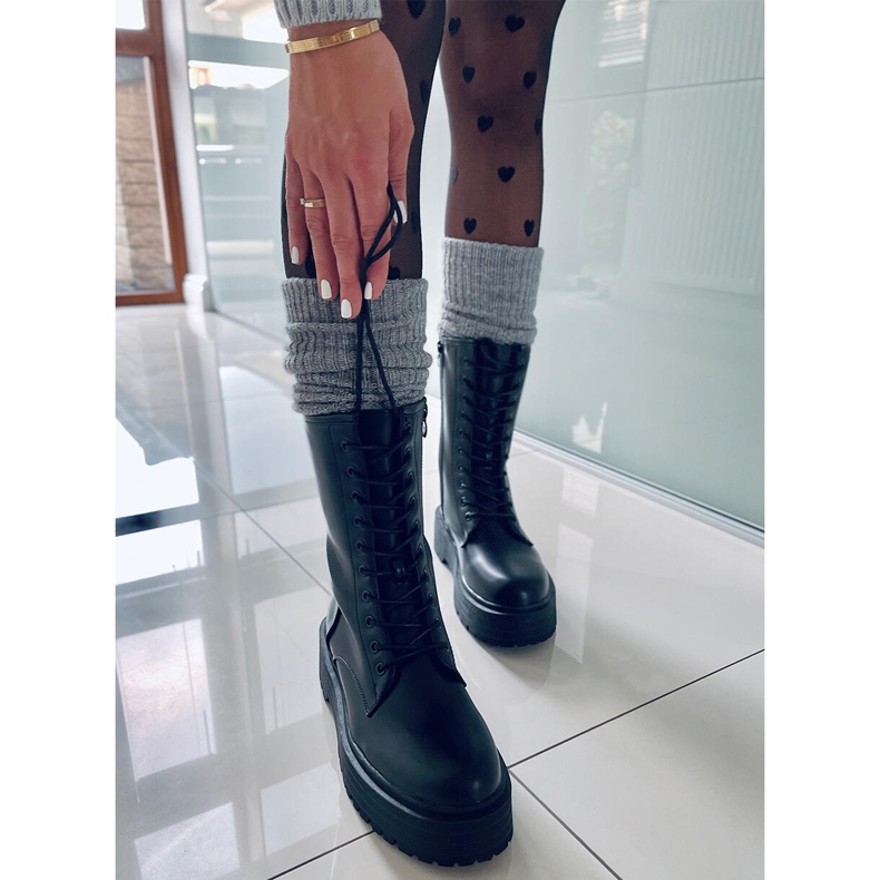 BM Čizme na vezanje na visokom potplatu Rage Black crno 2