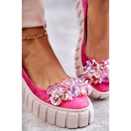 PA2 Balerinke od brušene kože na platformi s ukrasom boje fuksije ružičasta 4