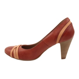 Ženske kožne pumpe 1392 smeđa ukrašena edeo prugama 1