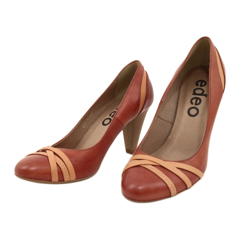 Ženske kožne pumpe 1392 smeđa ukrašena edeo prugama 2