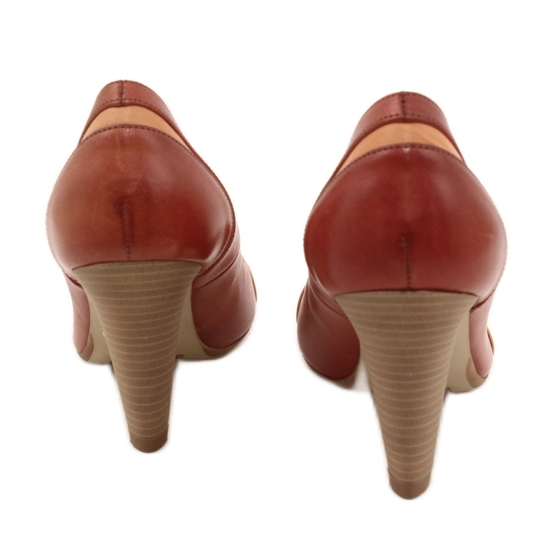 Ženske kožne pumpe 1392 smeđa ukrašena edeo prugama 3