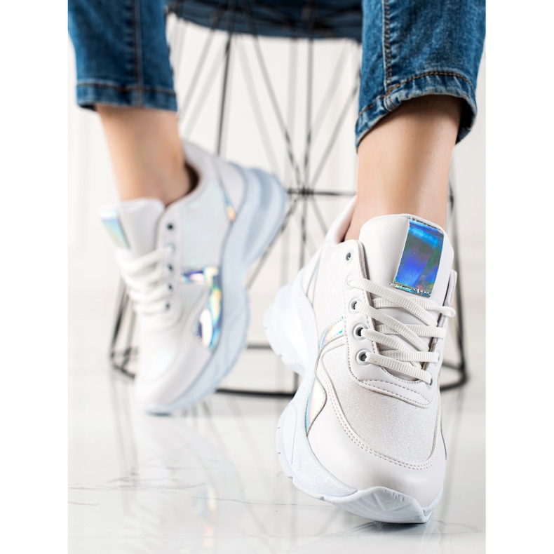 TRENDI Tenisice sa sjajem bijela srebro 1