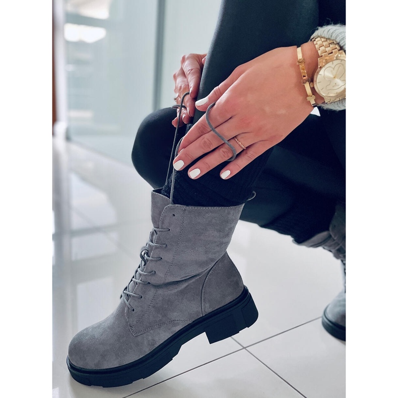 PA1 Lavey sive antilop čizme na vezanje siva 2