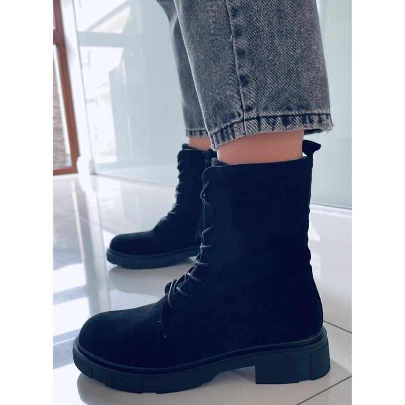 PA1 Lavey Crne antilop čizme na vezanje crna 1