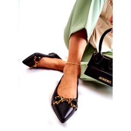 WS1 Ženske balerinke u špicu s crnim Carlos ornamentom crna 1