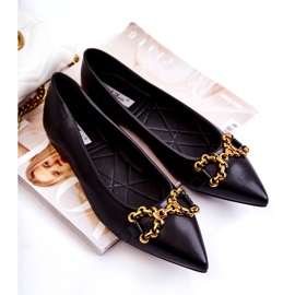 WS1 Ženske balerinke u špicu s crnim Carlos ornamentom crna 4