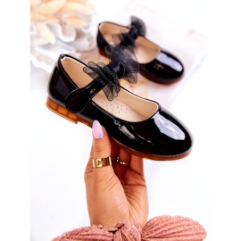 Vinceza Lakirane dječje balerinke na čičak i mašnu, crne crno 1