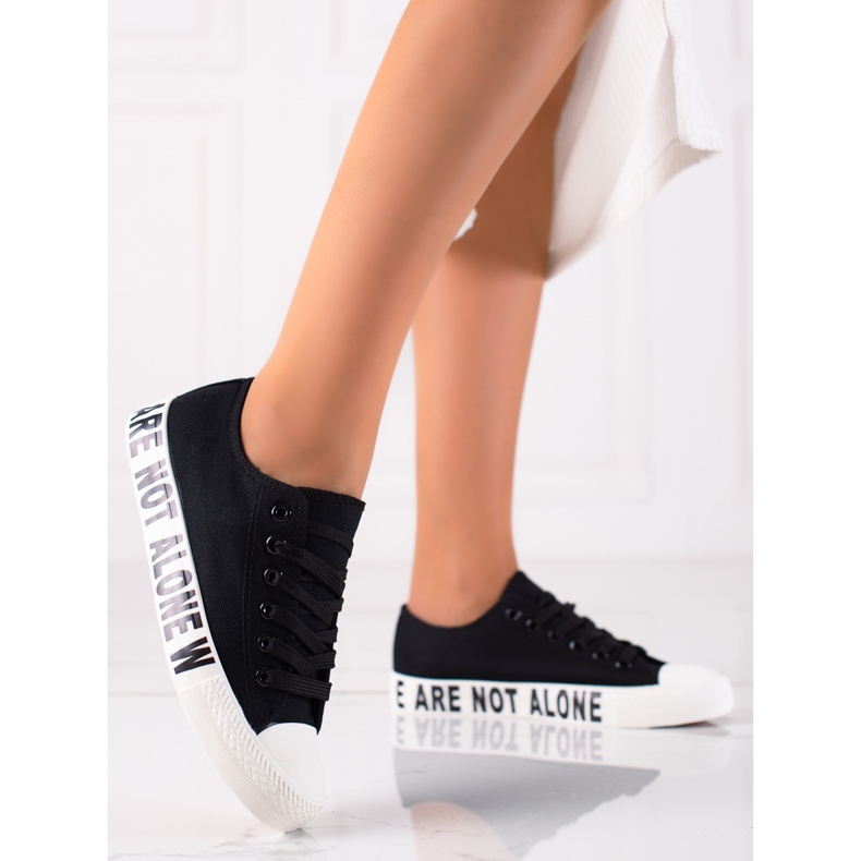 SHELOVET Crne modne tenisice crna 2