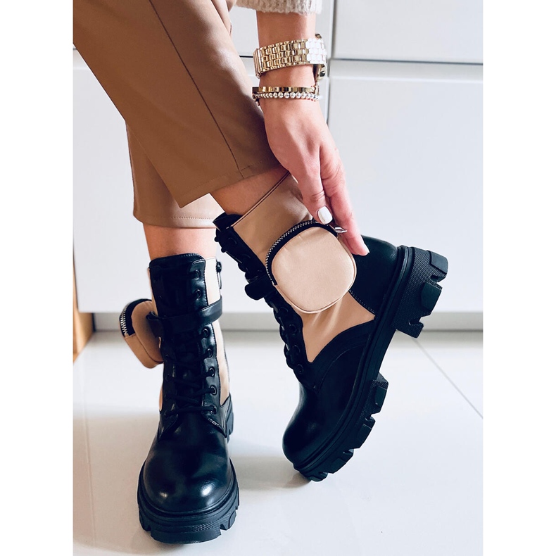 Čizme na vezanje Victor Beige bež 1