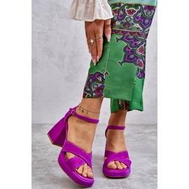 Lewski Shoes Ženske antilop sandale na visoku petu Leski cipele 3221 Fuchsia ružičasta 1