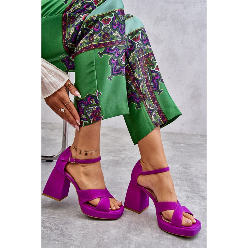 Lewski Shoes Ženske antilop sandale na visoku petu Leski cipele 3221 Fuchsia ružičasta 2