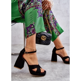 Lewski Shoes Ženske antilop sandale na visoku petu Leski Shoes 3221 crne crna 2