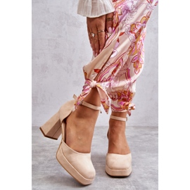 PS2 Cipele od brušene kože na debelim petama i platformom bež promjera 1