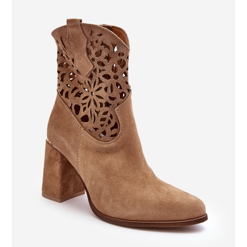 Lewski Shoes Gležnjače s ažurom od brušene kože Leewski Shoes 3264 Tamno bež smeđa 2