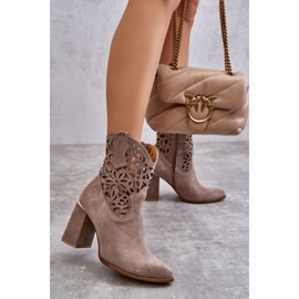 Lewski Shoes Gležnjače s ažurom od brušene kože Cipele Leewski 3264 Svijetlosmeđe smeđa 2