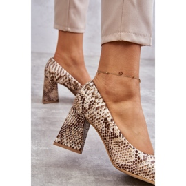 Lewski Shoes Kožne cipele sa zmijskim uzorkom na lijevoj strani 3277 bež-zlatne boje zlatni 1