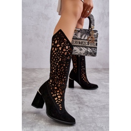 Lewski Shoes Ažurne čizme od brušene kože Cipele Leewski 3234 crne crna 1