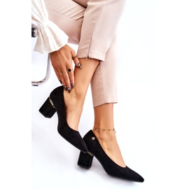 PS1 Klasične cipele na visoku petu od brušene kože s crnim ukrasom Derren crna 4