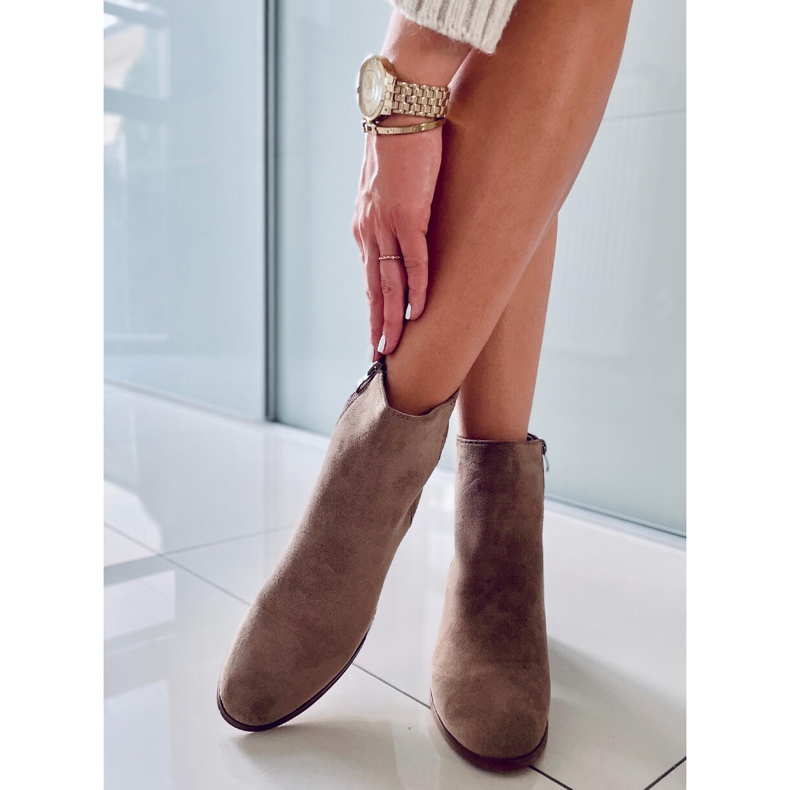 Klasične gležnjače od brušene kože Natina kaki bež 2