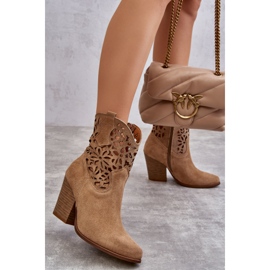 Lewski Shoes Ažurirane kaubojske čizme od brušene kože Leski cipele 3265 Tamno bež 2