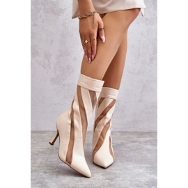 PS2 Moderne ženske čizme na visoku petu bež Deyna 1