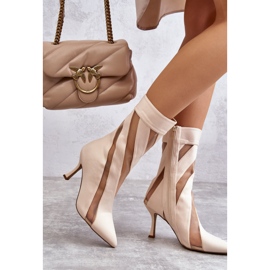 PS2 Moderne ženske čizme na visoku petu bež Deyna 2