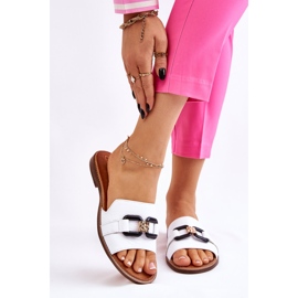 Lewski Shoes Kožne ženske papuče Leewski Shoes 3270 Bijele bijela 2