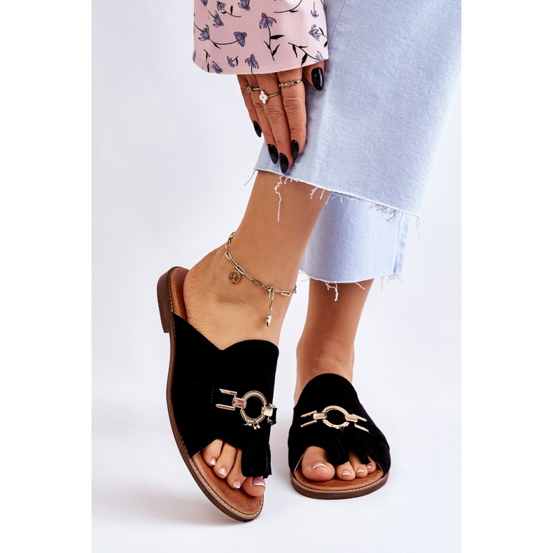 Lewski Shoes Ženske antilop papuče Leski Shoes 3226 crne crna 1